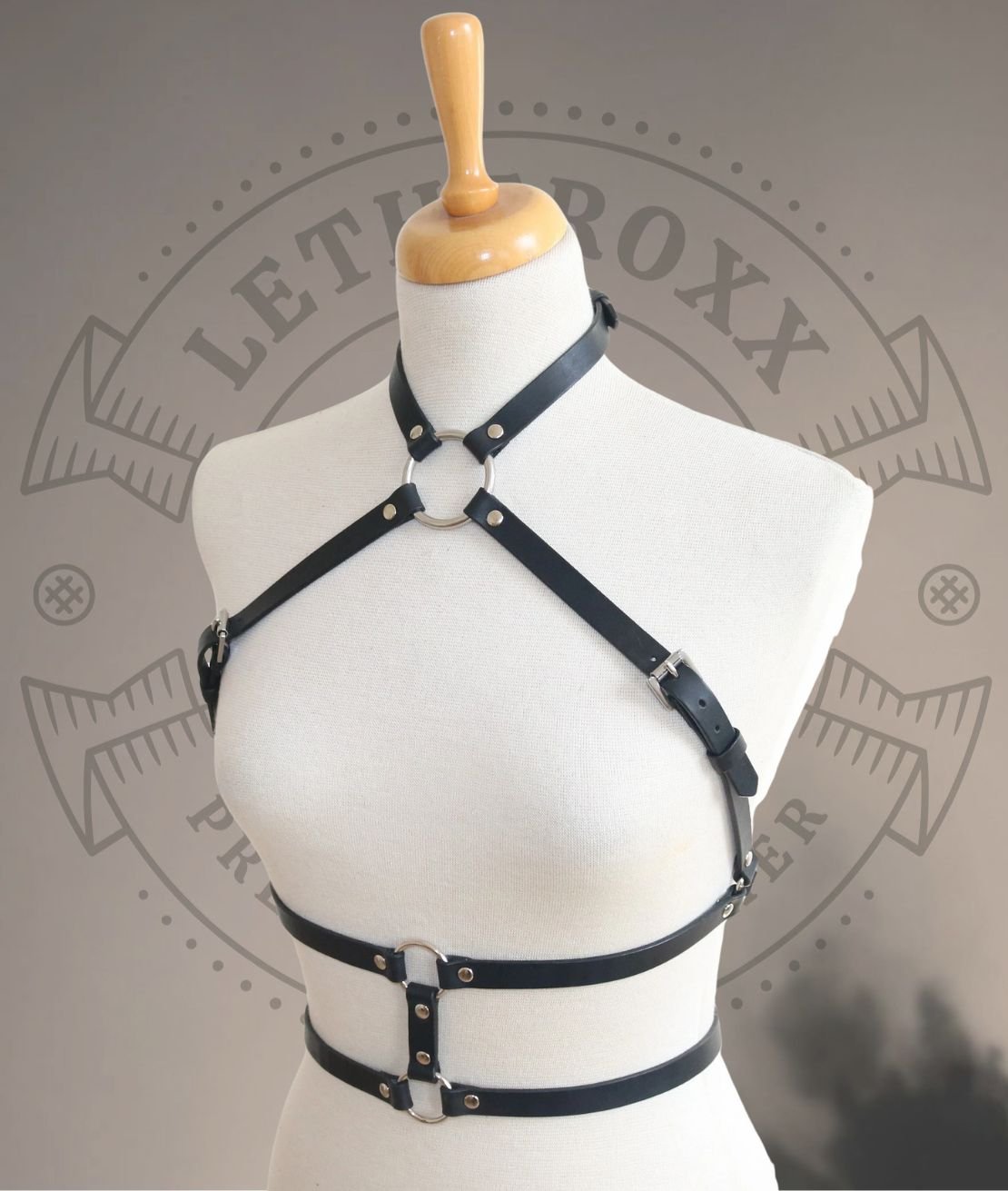 158 Leather Body Harness for Women with O-Ring & Buckle Details - Image 1