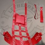 Premium Handcrafted Red Chrome Leather Swing