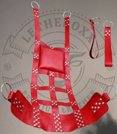 Premium Handcrafted Red Chrome Leather Swing
