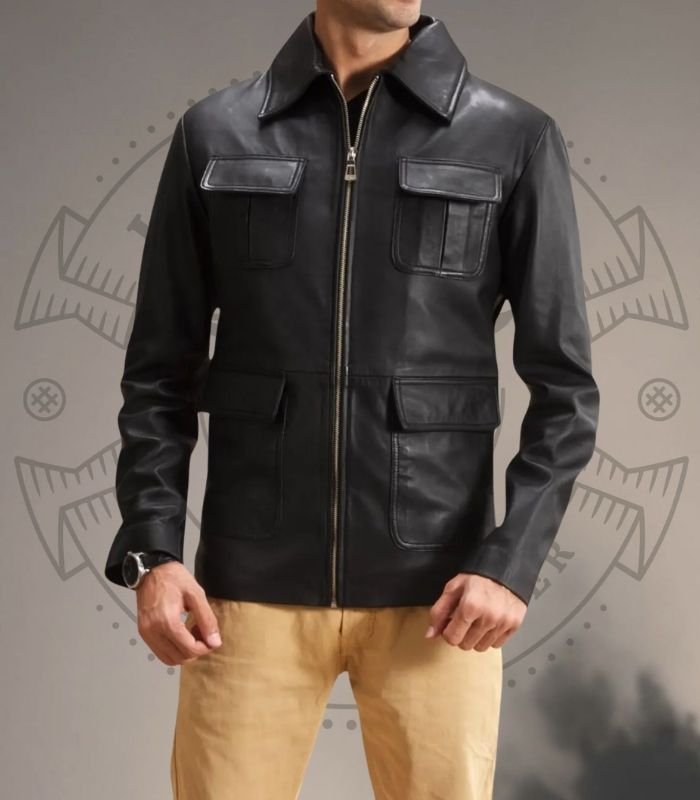 HandCrafted Men’s Black Leather Jacket Classic Slim-Fit
