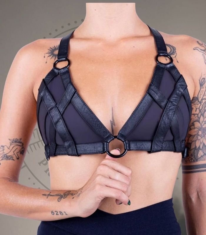 Black Strappy Harness Bra