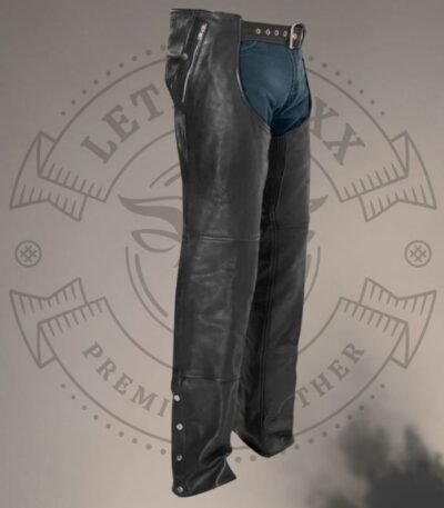 Black Leather Biker Chaps