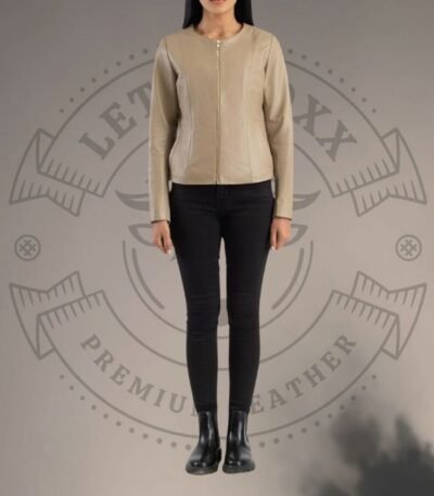 Beige Leather Jacket