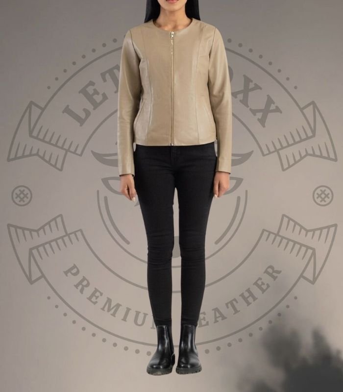 Beige Leather Jacket