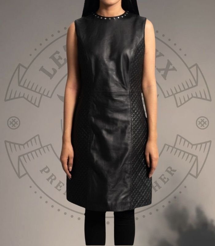 Black Leather Dress coat