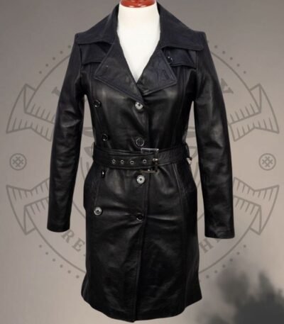 Black Leather Trench Coat