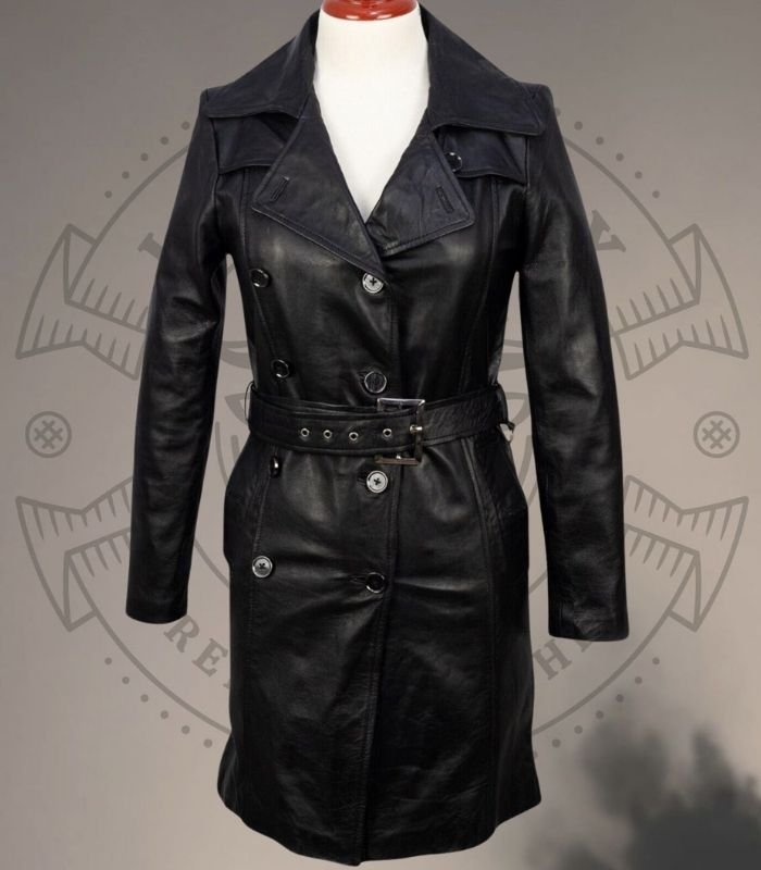 Black Leather Trench Coat