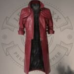 Maroon Leather Trench Coat