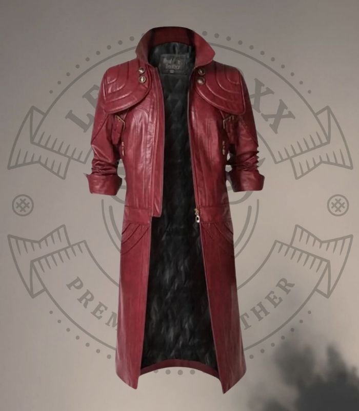 Maroon Leather Trench Coat (1) Maroon Leather Trench Coat