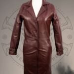 Maroon Leather Trench Coat