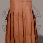Men’s Brown Leather Kilt – Genuine Cowhide with Side Pockets