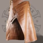 Men’s Stylish Tan Brown Leather Kilt with Pockets