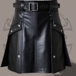 Men’s Black Leather Kilt – Premium Costume Style