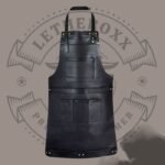 Black Leather Work Apron – Dual Front Pockets
