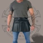 Black Leather Waist Apron – Multiple Pockets