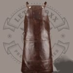 Brown Leather Barber Apron – Cross-Back Closure