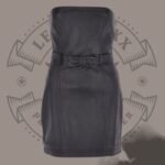 Women’s Black Leather Bandeau Mini Dress