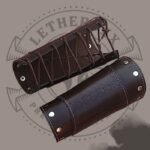 Brown Real Leather Arm Bracer – Lace-Up Closure
