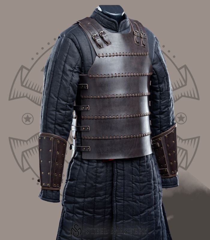 Leather Chest Armor Premium Brown Leather Chest Armor with Arm Bracer - Image 1