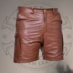 Men’s Brown Leather Shorts – Classic Style