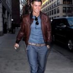 Cristiano Ronaldo Brown Leather Jacket
