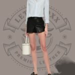 Women’s Classic Black Leather Shorts – Zipper Design