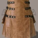 Men’s Distressed Brown Leather Kilt – Classic Style