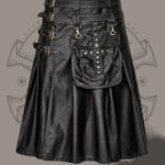 Men’s Black Cowhide Leather Gothic Kilt