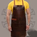 Brown Buffalo Leather Work Apron – Adjustable Cross Straps