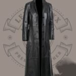 Premium Black Leather Assassin Trench Coat – Cosplay Costume