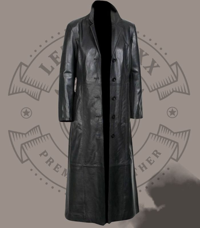 Leather Assassin Trench Coat Premium Black Leather Assassin Trench Coat – Cosplay Costume - Image 1